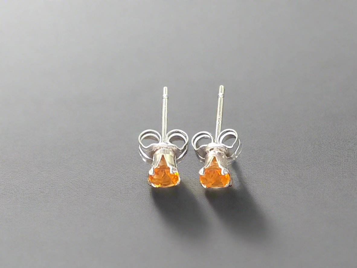 Fire opal stud earrings. October birthstone earrings.