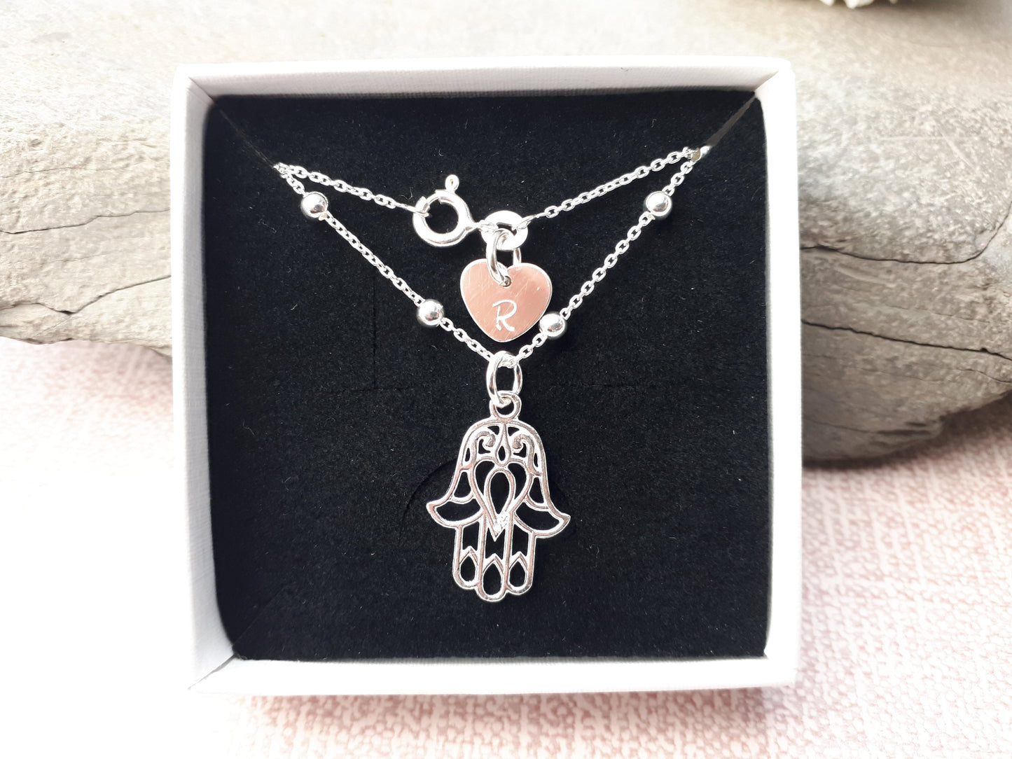 Sterling silver hamsa necklace.
