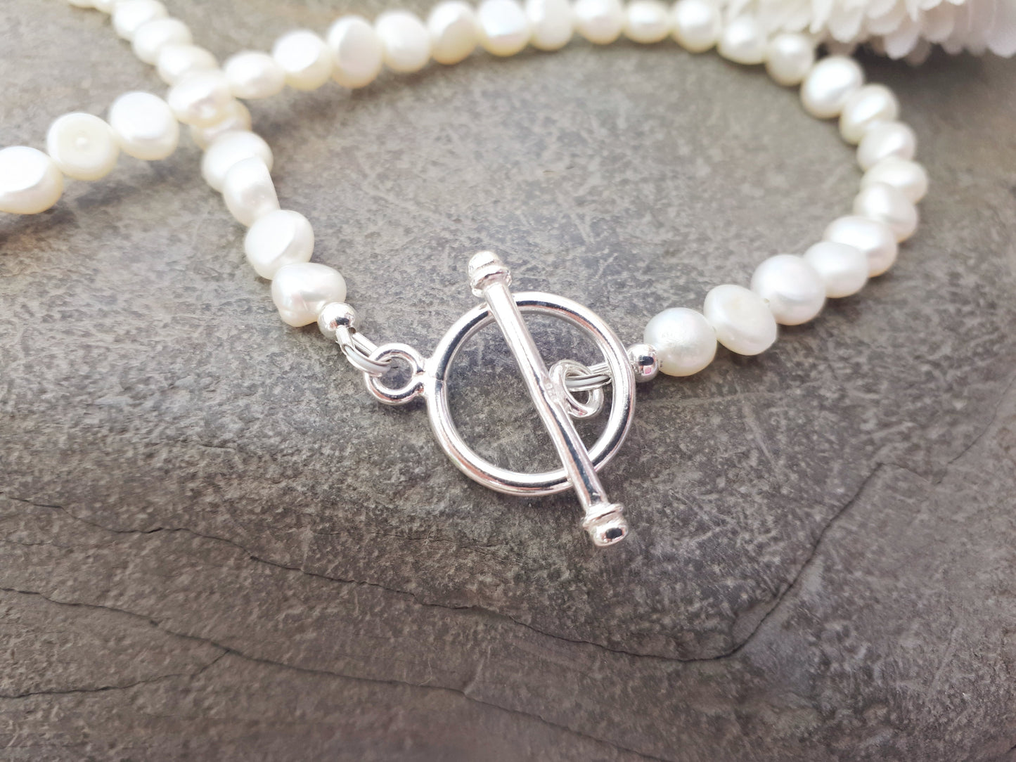 Freshwater pearl choker. June birthstone necklace.