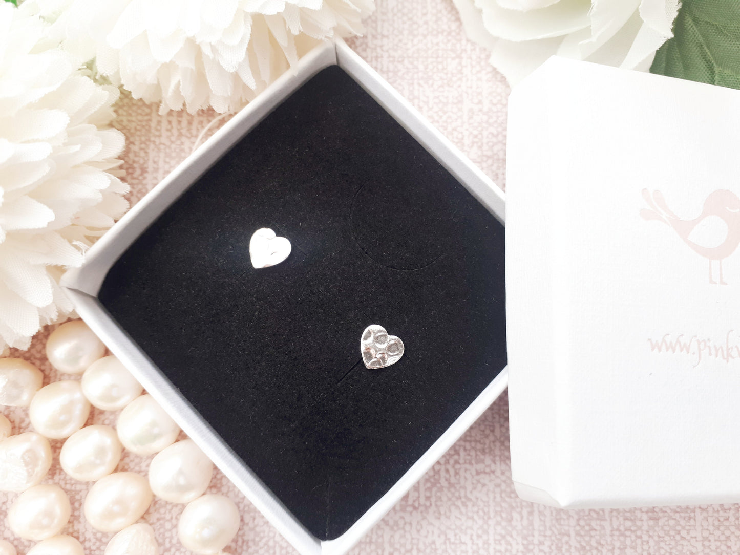 Heart stud earrings. Girlfriend/partner gift for Valentines.
