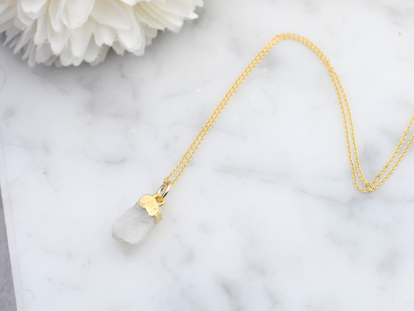 Gold moonstone necklace. June birthstone necklace.