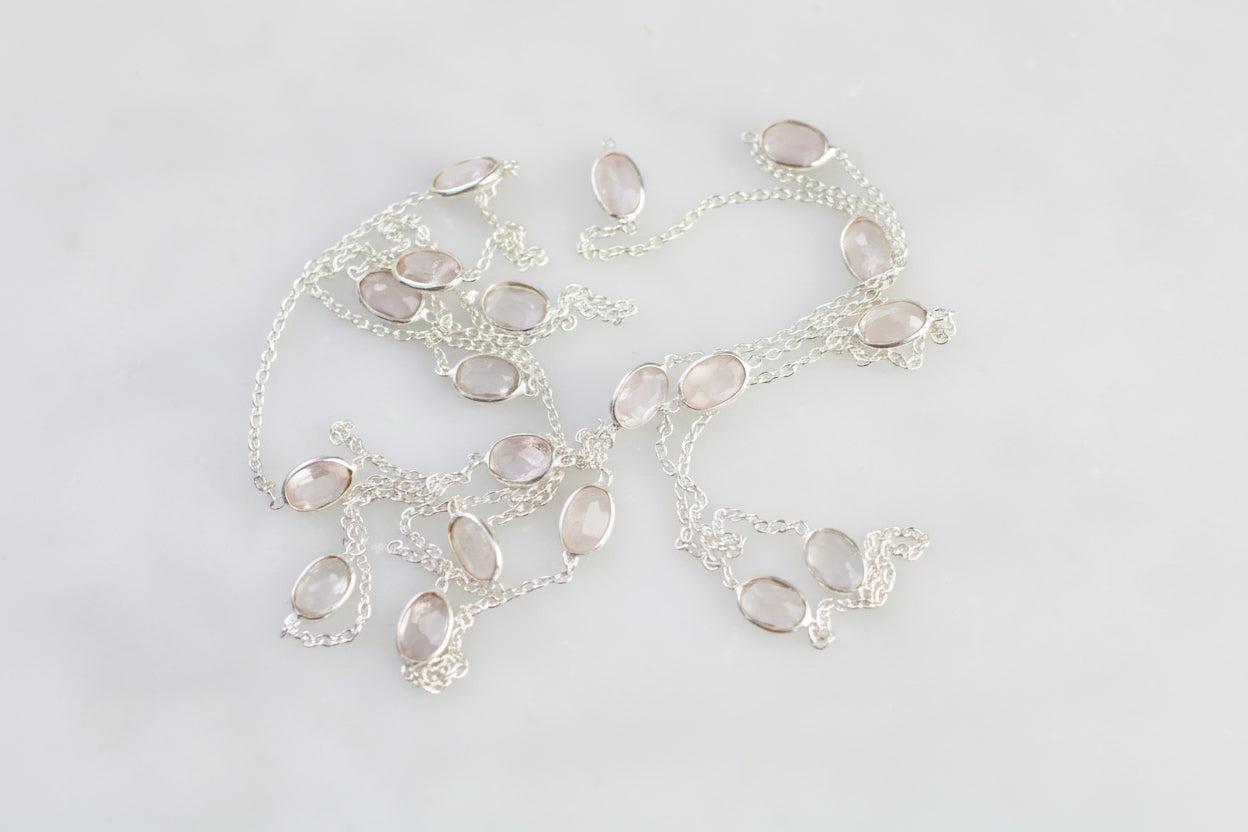 Rose Quartz Bracelet in Sterling Silver | Dainty Pink Gemstone | Gift for Her
