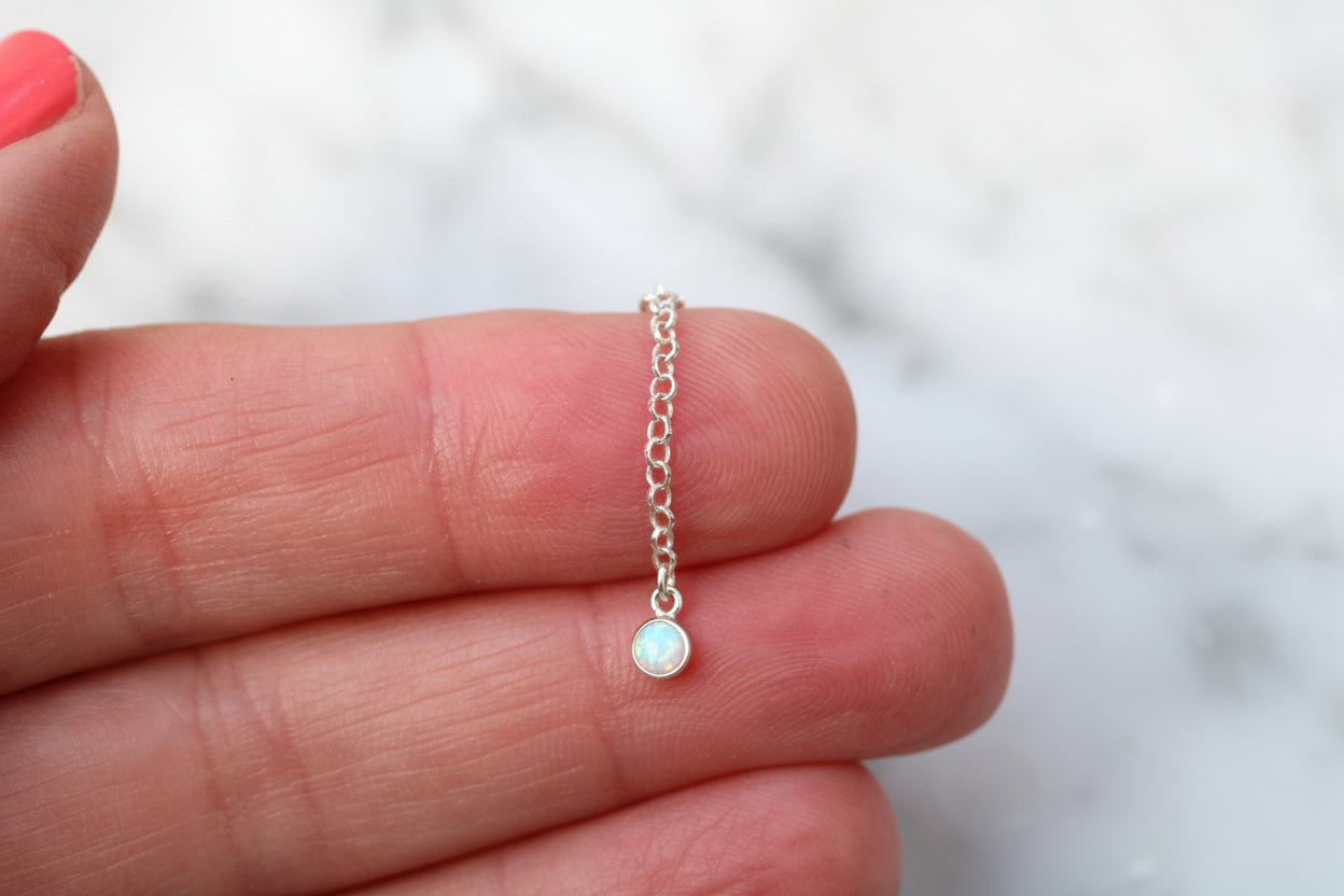 Sterling Silver Opal Ear Chain.
