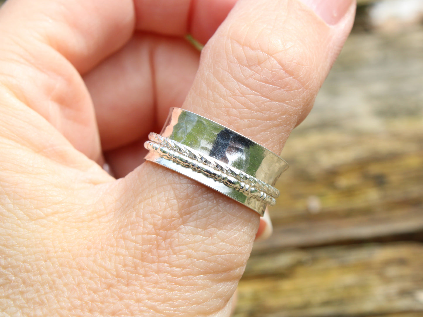 Sterling silver spinner ring.