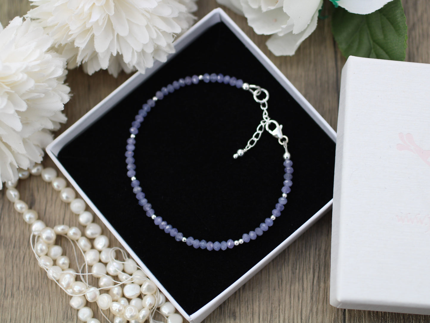 Personalised tanzanite gemstone bracelet.