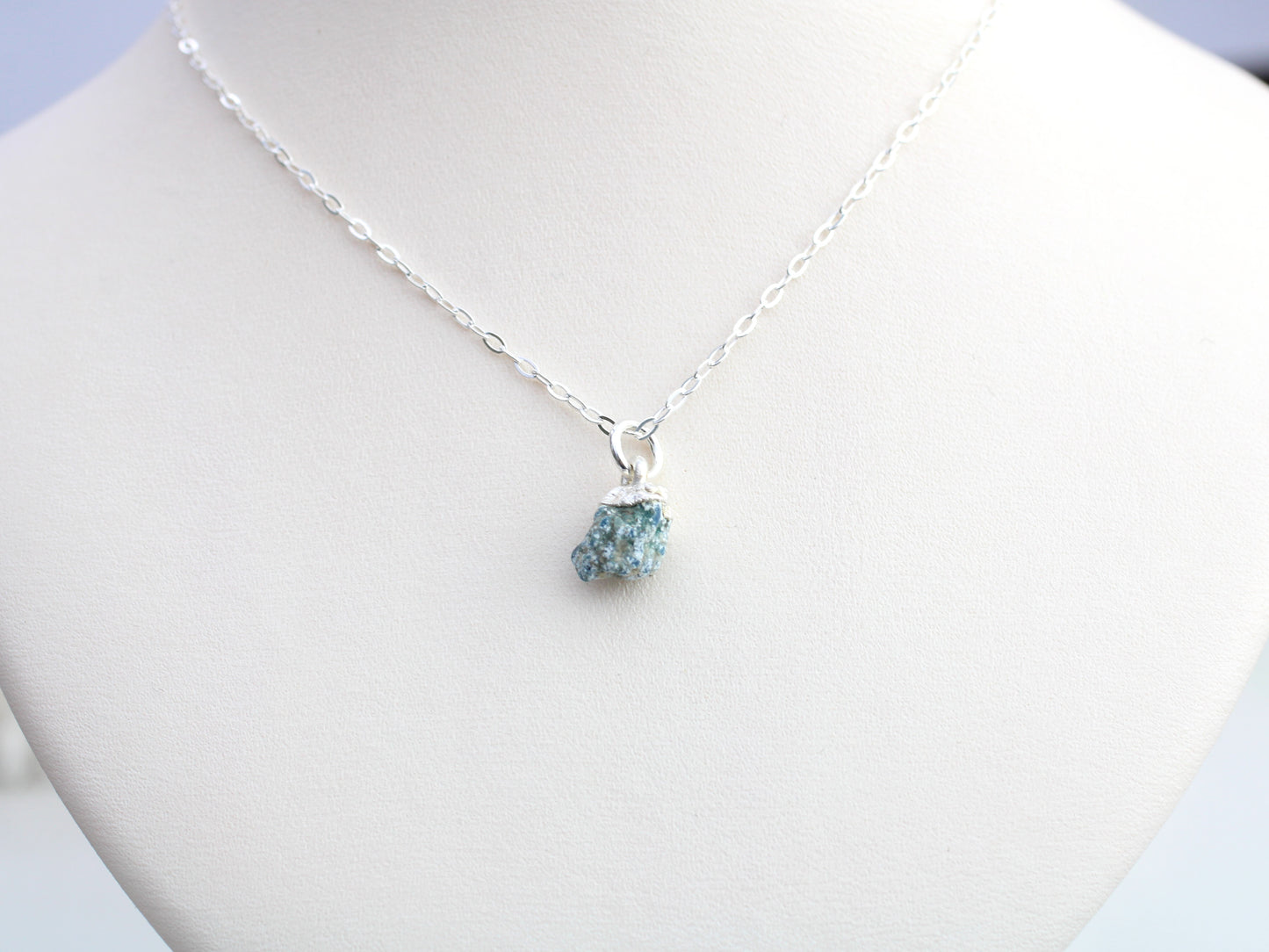 Raw turquoise necklace. December birthstone necklace.