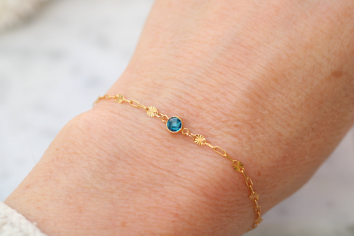 December Birthstone Bracelet in Sterling Silver or Gold.