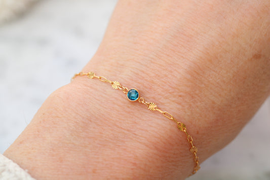 December Birthstone Bracelet in Sterling Silver or Gold.
