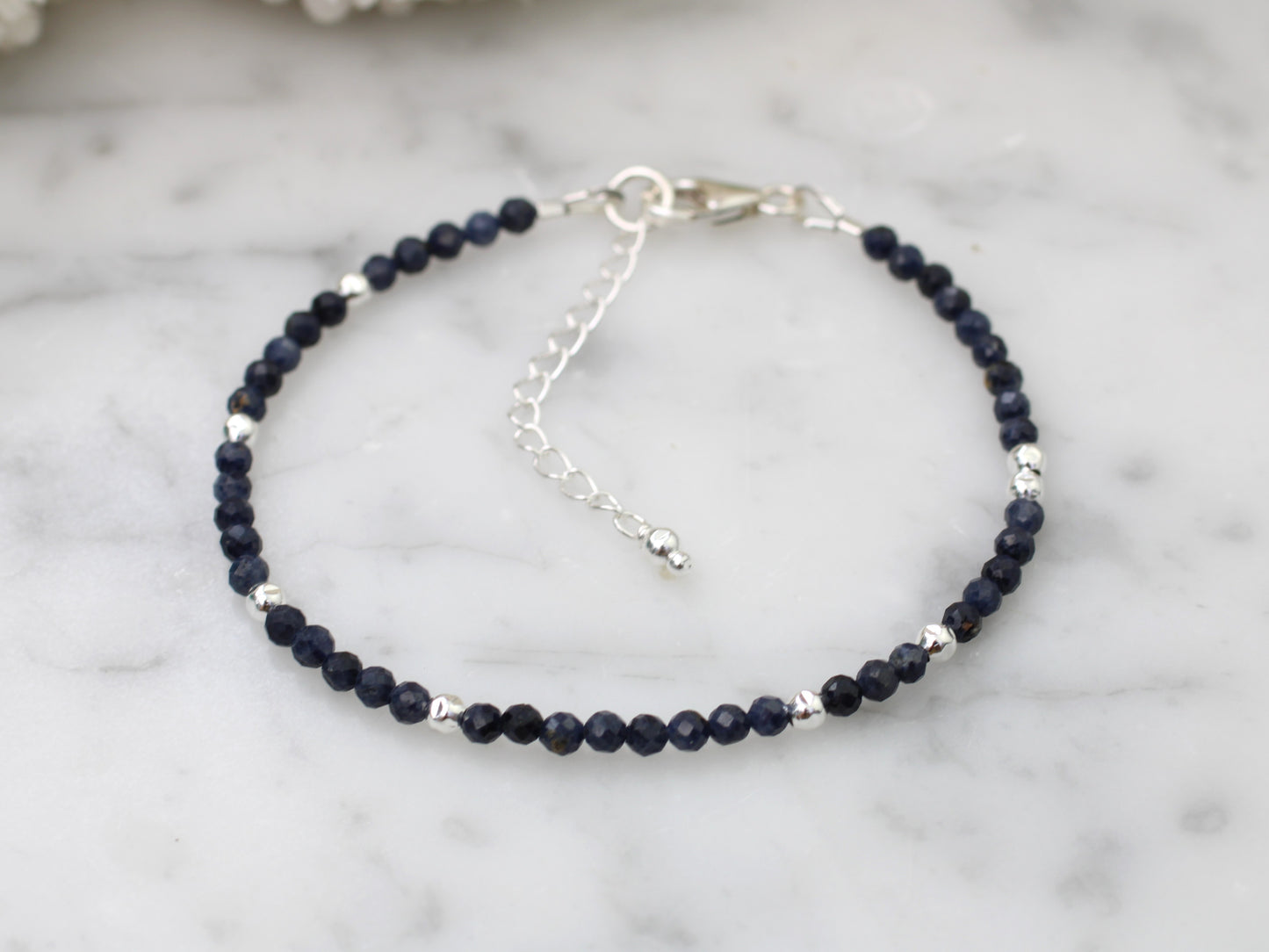 Natural sapphire bracelet. September birthstone.