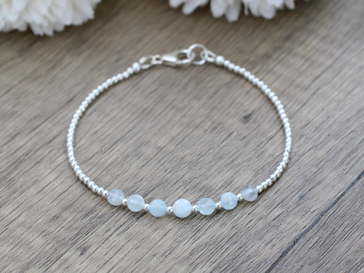 Sterling silver aquamarine bracelet. Ready to ship.