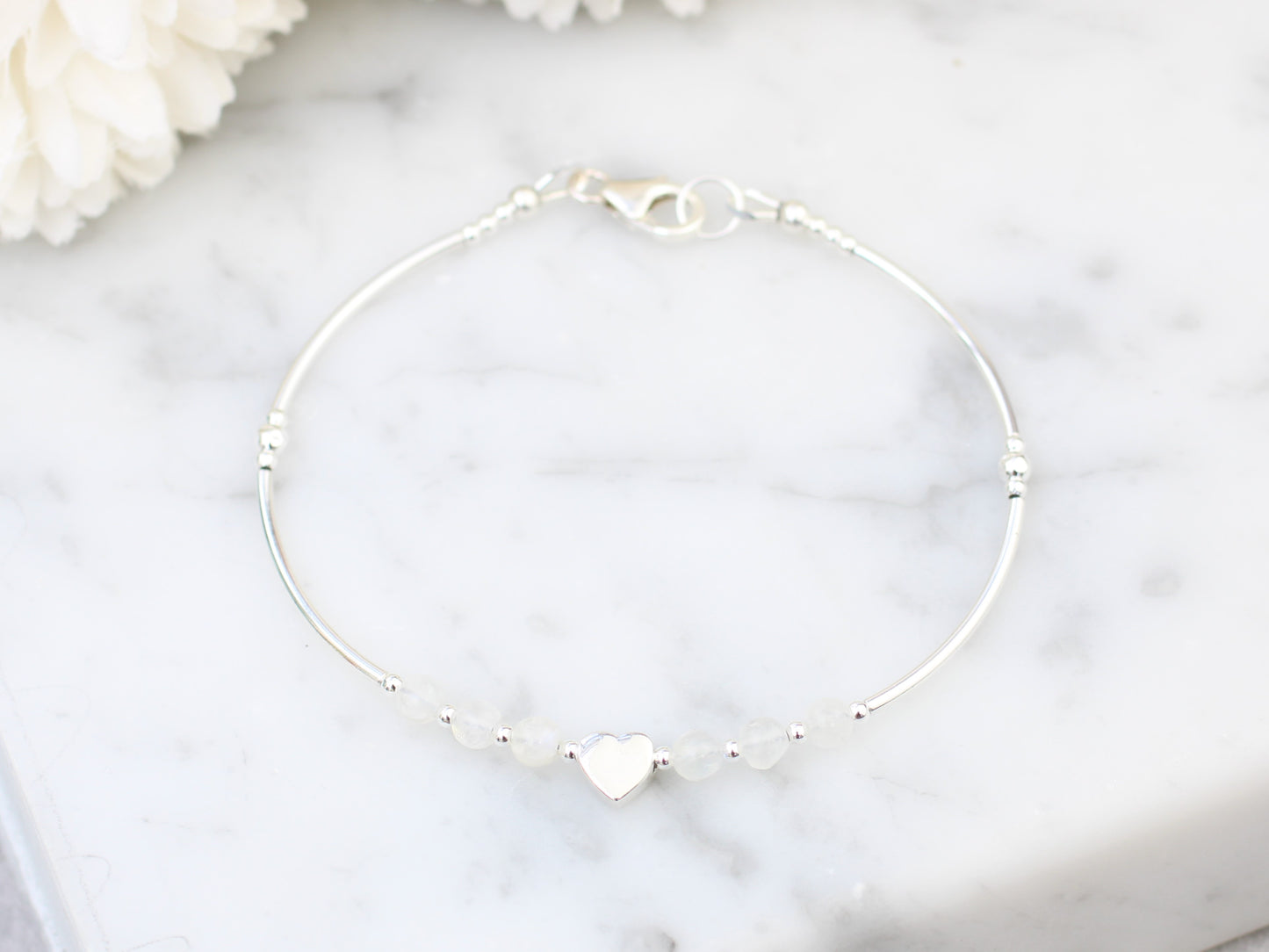 Rainbow moonstone bracelet. Ready to ship.