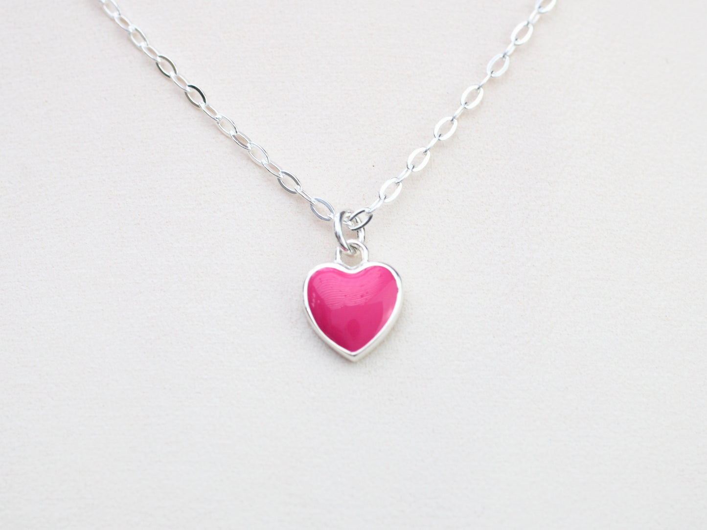 Mothers day necklace. Pink heart necklace.