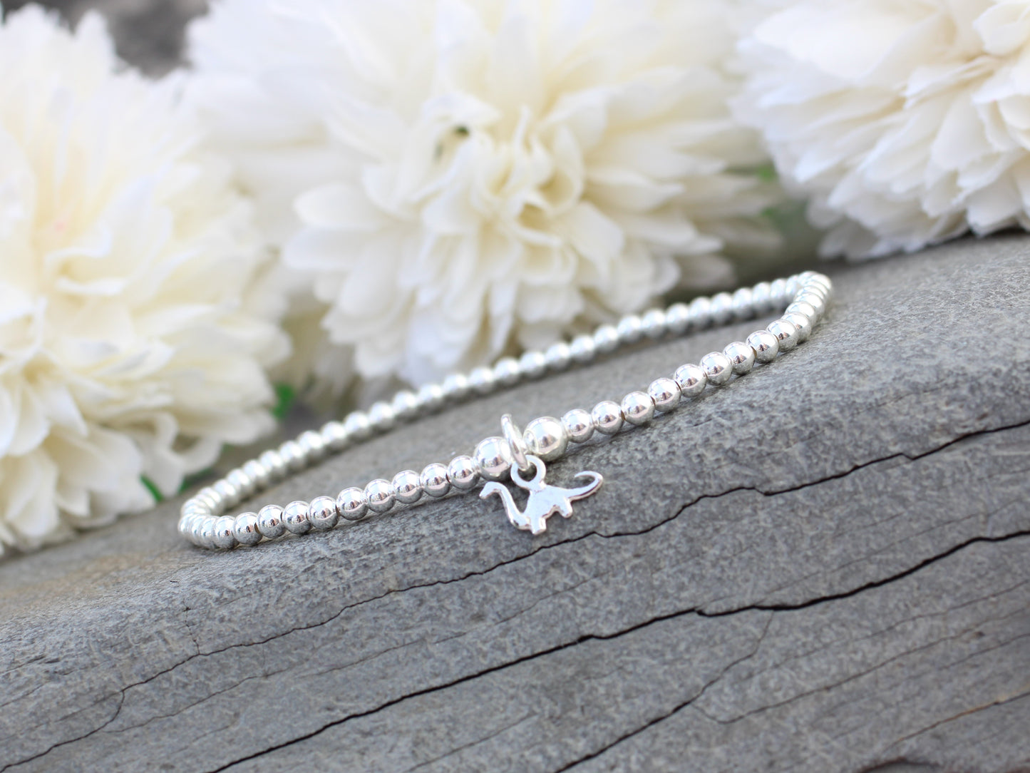Silver dinosaur bracelet.