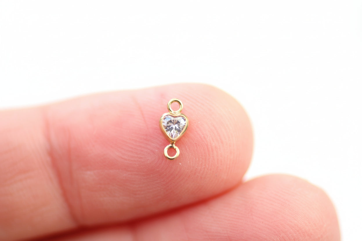 Gold filled 3 mm crystal heart connector.