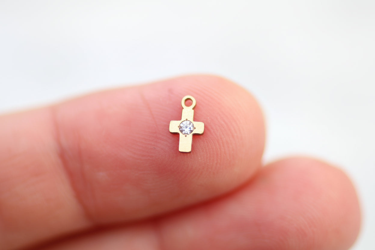 Gold filled cross charm.