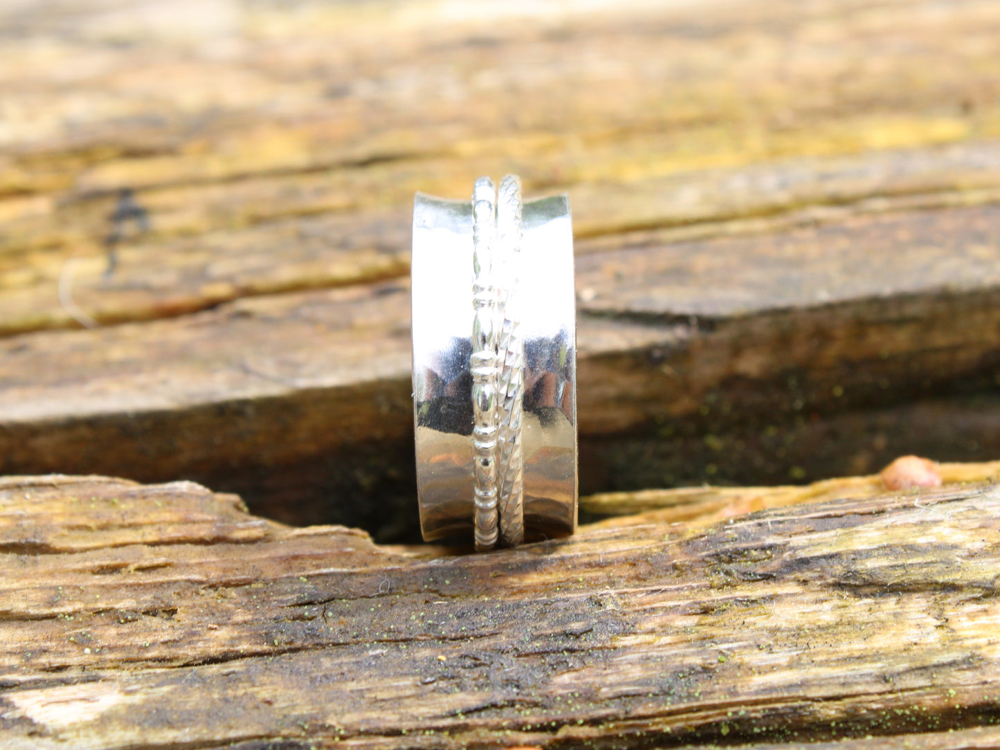 Spinner ring with 2 spinners. Size Q 1/2 UK 8.5 USA. Ready to ship.