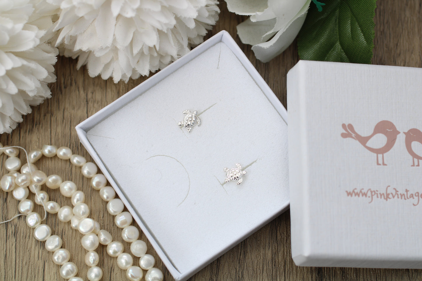 Sterling Silver Turtle Stud Earrings