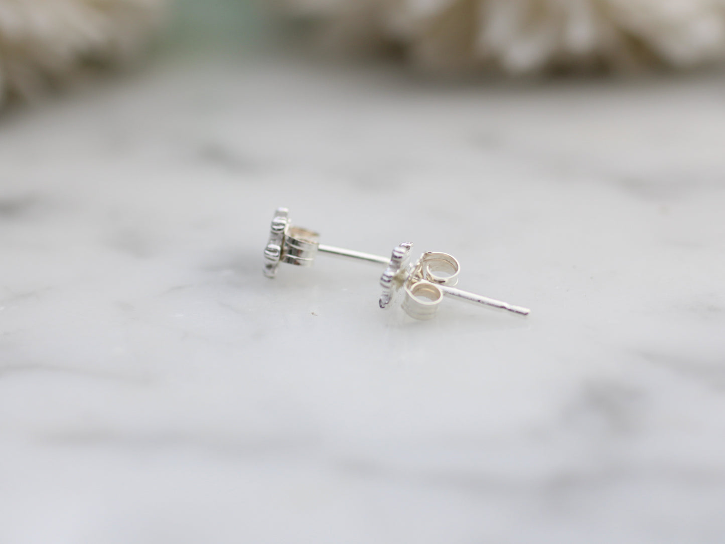 Handmade Sterling Silver Snowflake Stud Earrings.