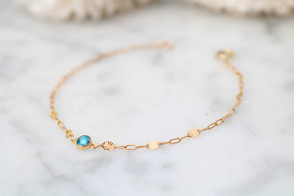 December Birthstone Bracelet in Sterling Silver or Gold.
