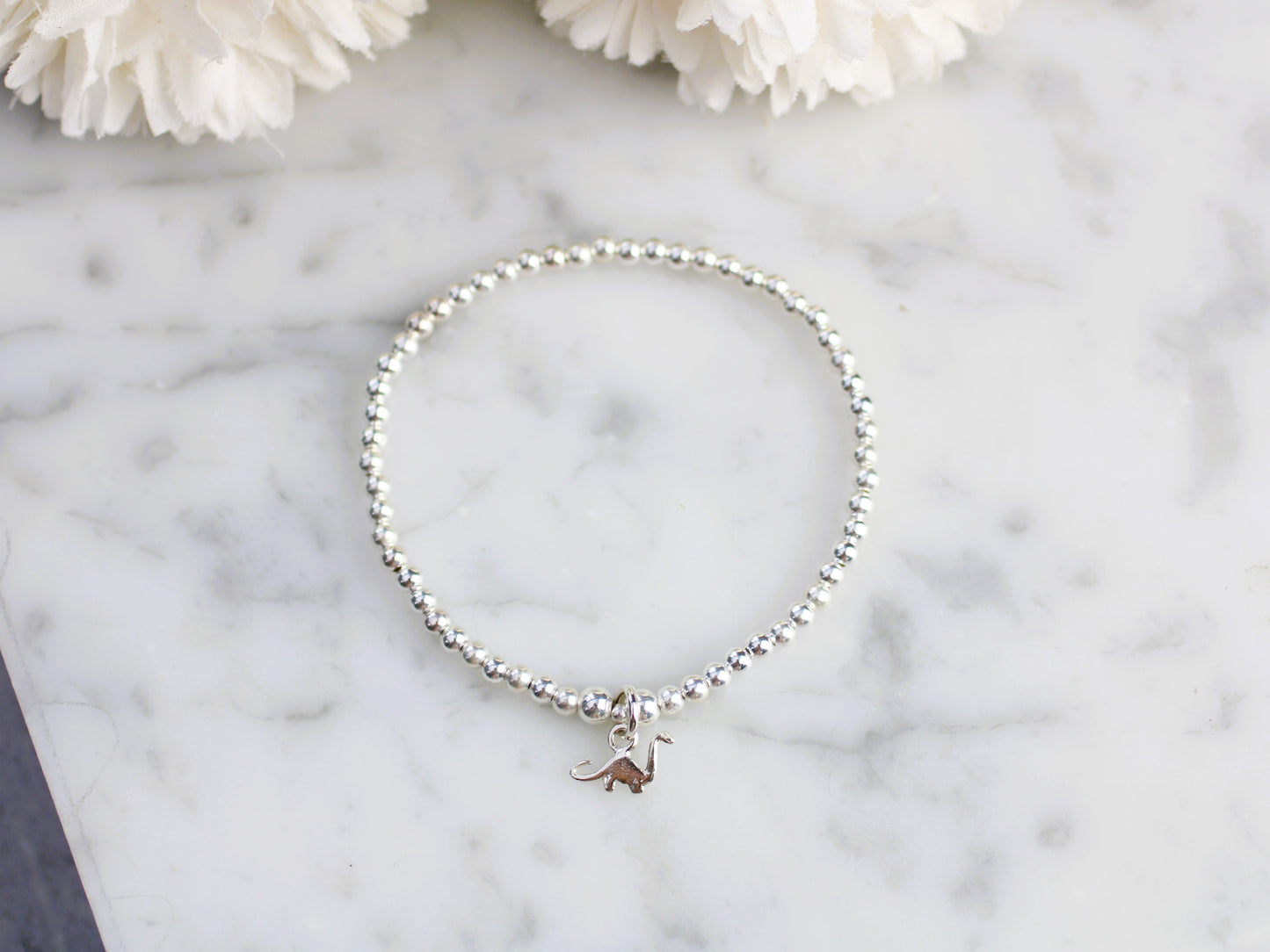 Sterling Silver Diplodocus Dinosaur Stretch Bracelet