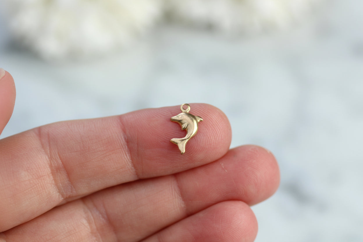 Gold filled dolphin charm.