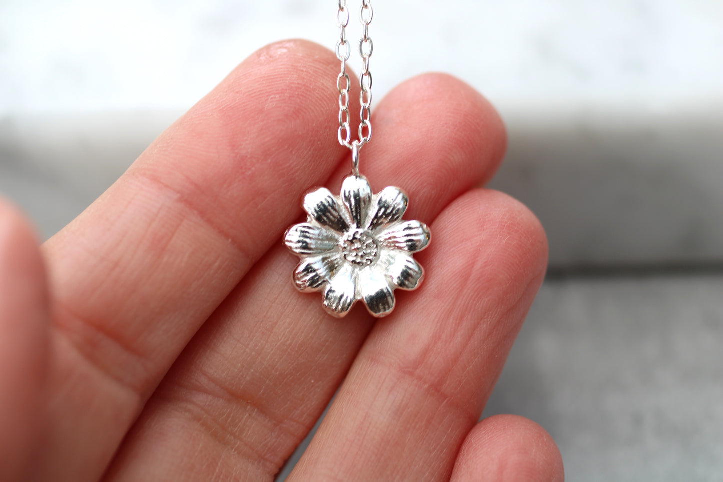 Handmade Silver Flower Pendant.