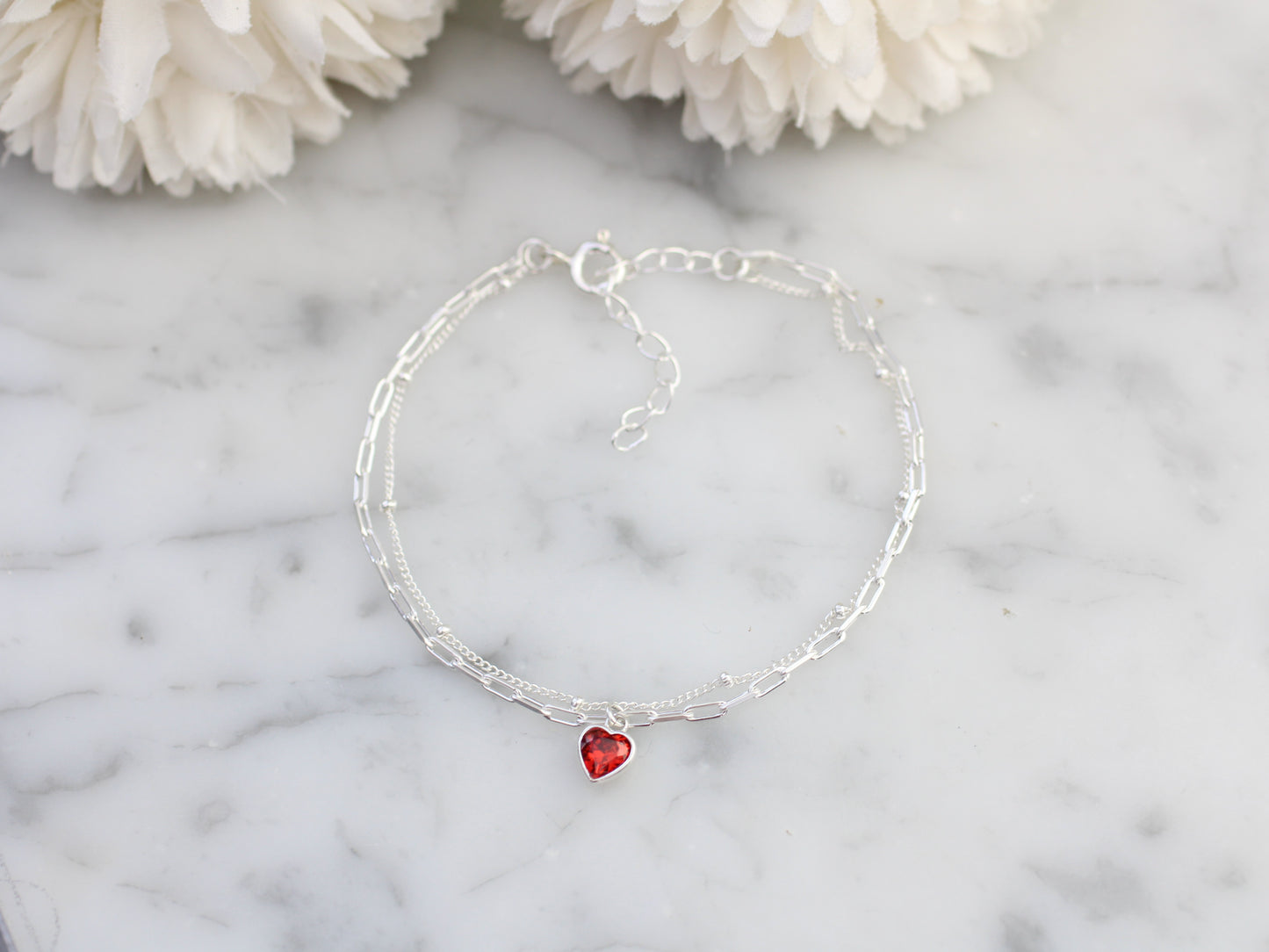 Birth month crystal layered bracelet.