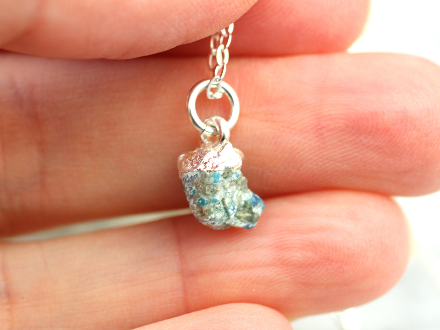 Raw turquoise necklace. December birthstone necklace.