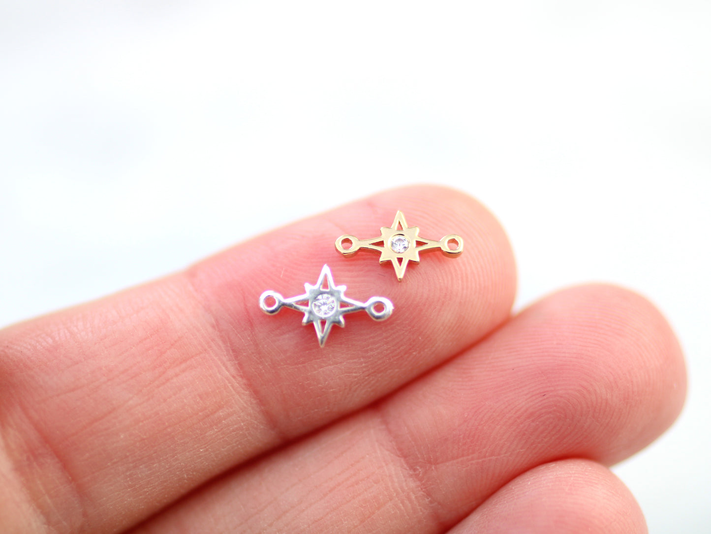 North star connector in sterling silver or gold filled.