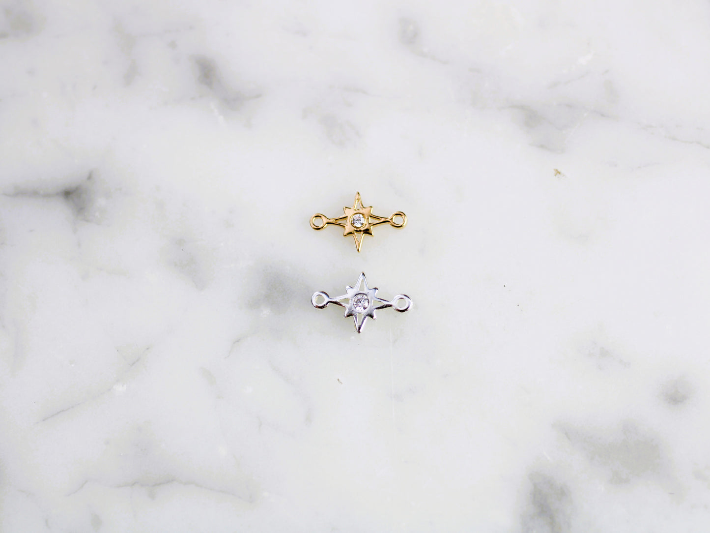 North star connector in sterling silver or gold filled.