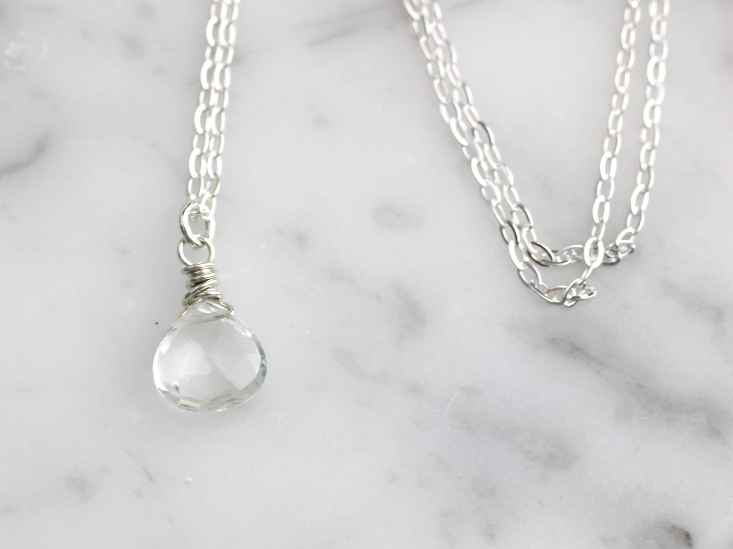 Crystal quartz drop necklace. Ready to ship.