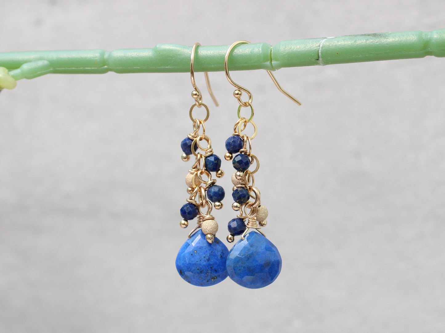 Lapis lazuli cluster earrings.