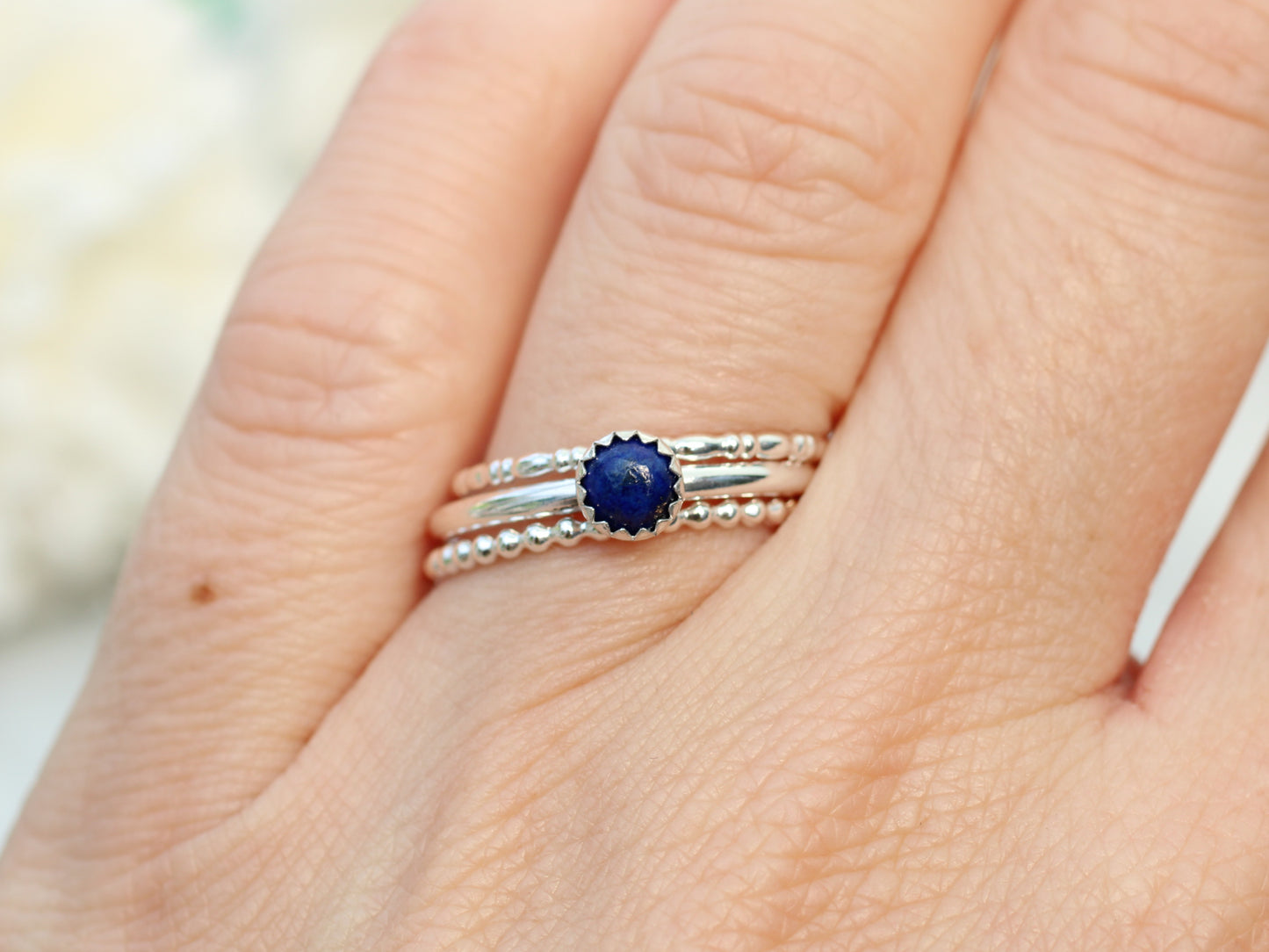 Lapis lazuli stacking ring set. Handmade to order in 1 week.