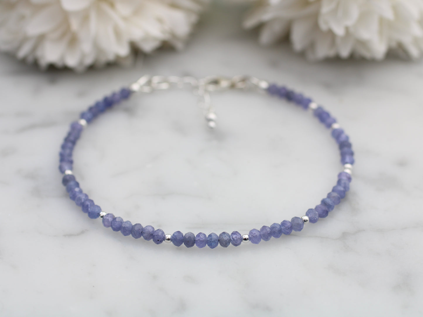 Personalised tanzanite gemstone bracelet.