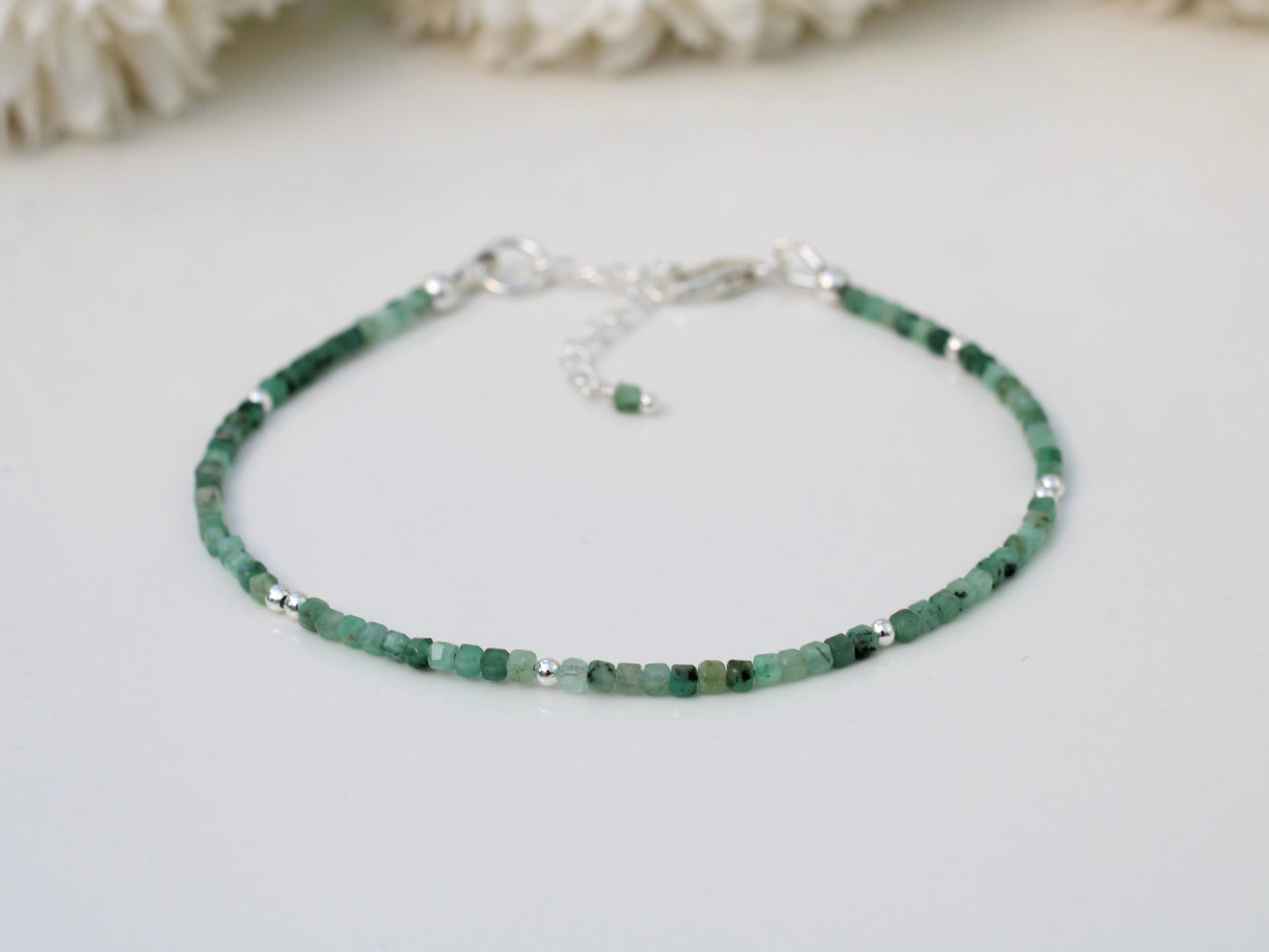 Emerald silver bracelet.