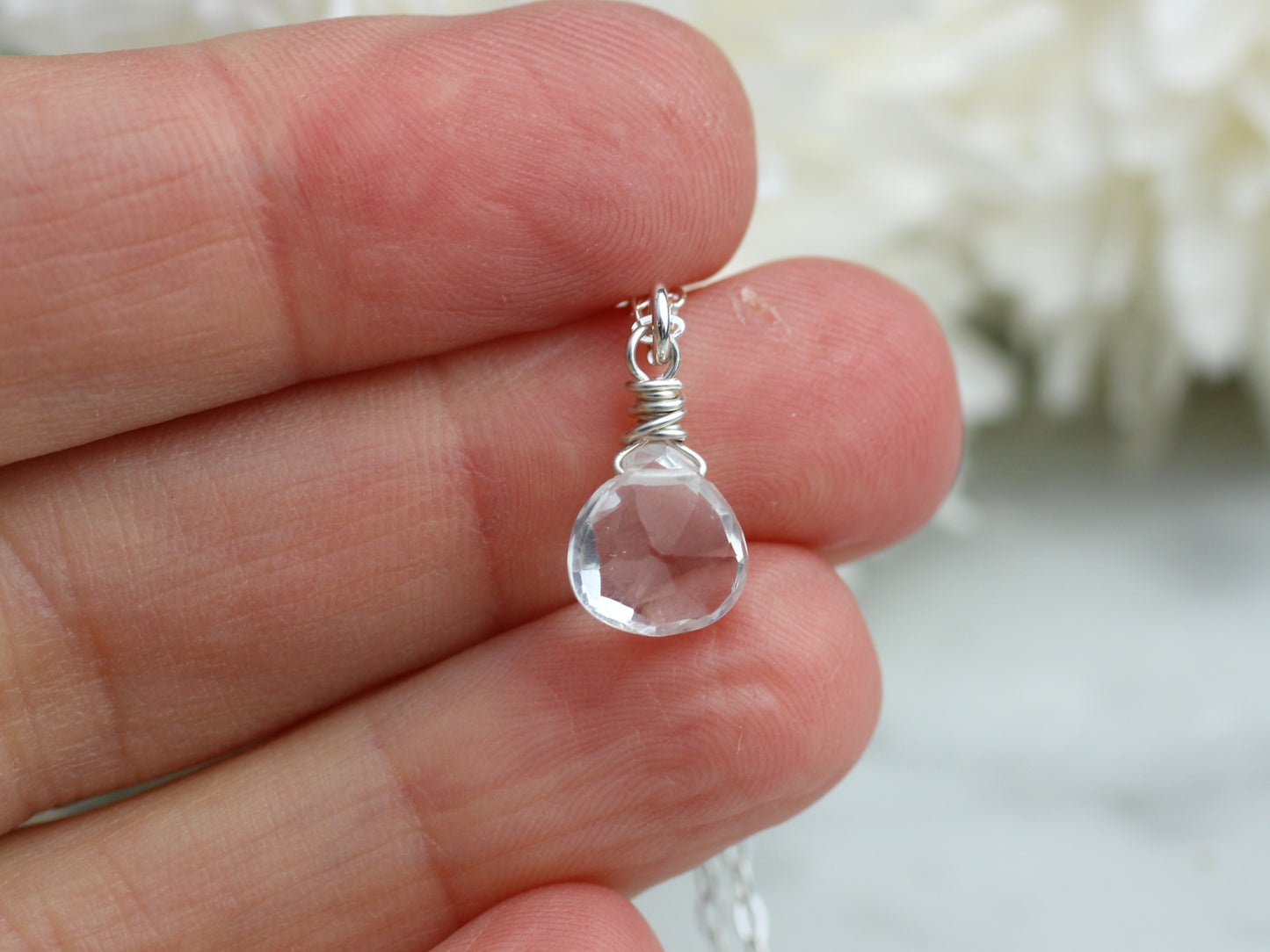 Crystal quartz drop necklace. Ready to ship.