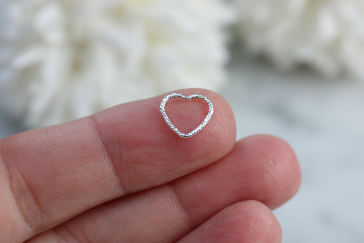 Sparkly heart connector in sterling silver and gold filled.