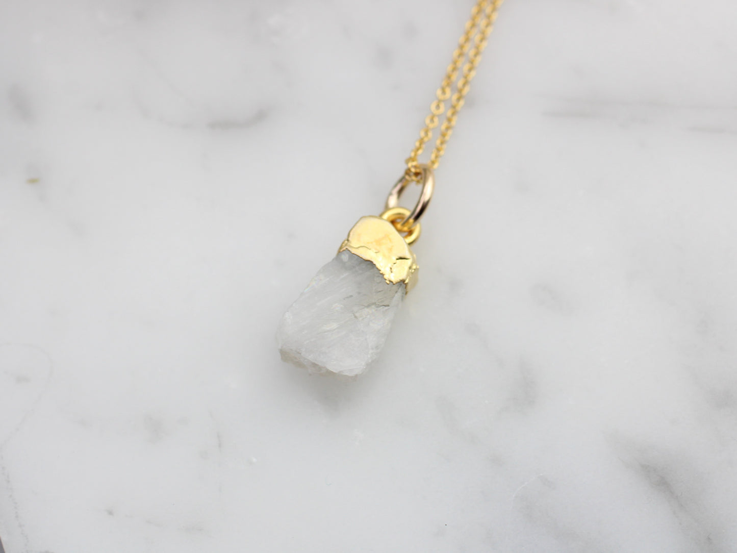Gold moonstone necklace. June birthstone necklace.
