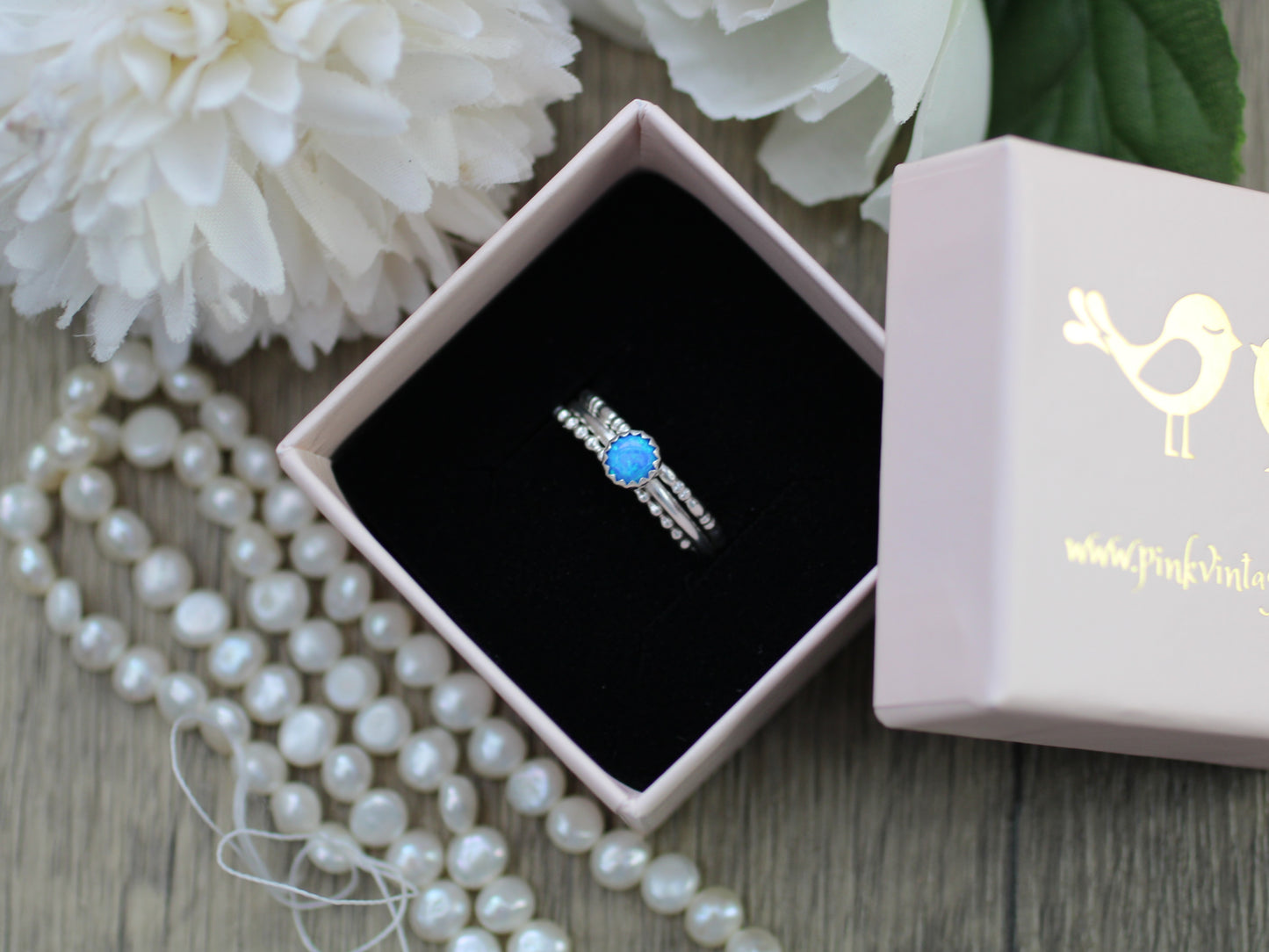 Opal stacking ring set. Handmade to order in 1 week.