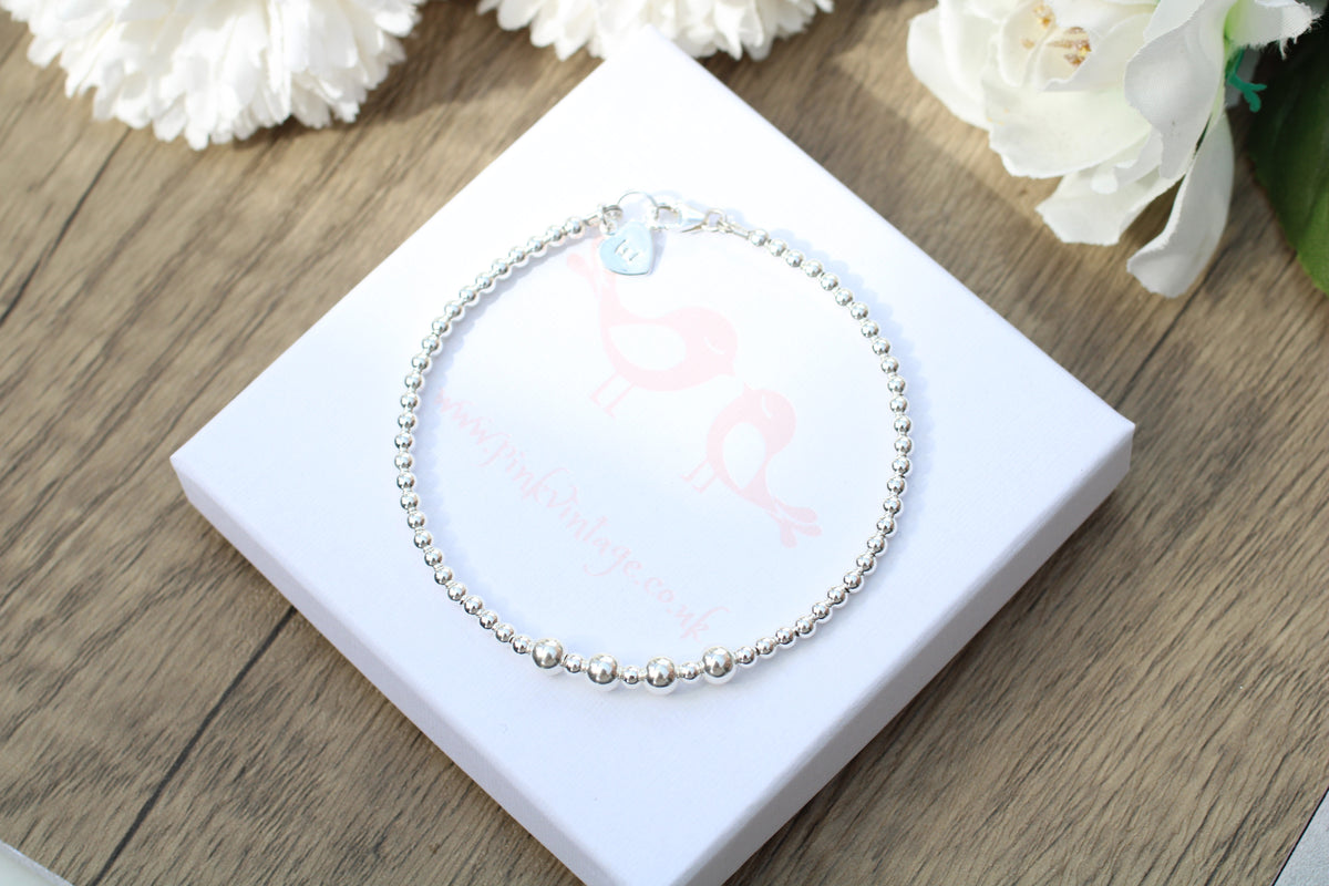 Personalised 40th Birthday Bracelet – Sterling Silver Four Decades Bead Bracelet – Handmade Milestone Jewellery Gift for Her