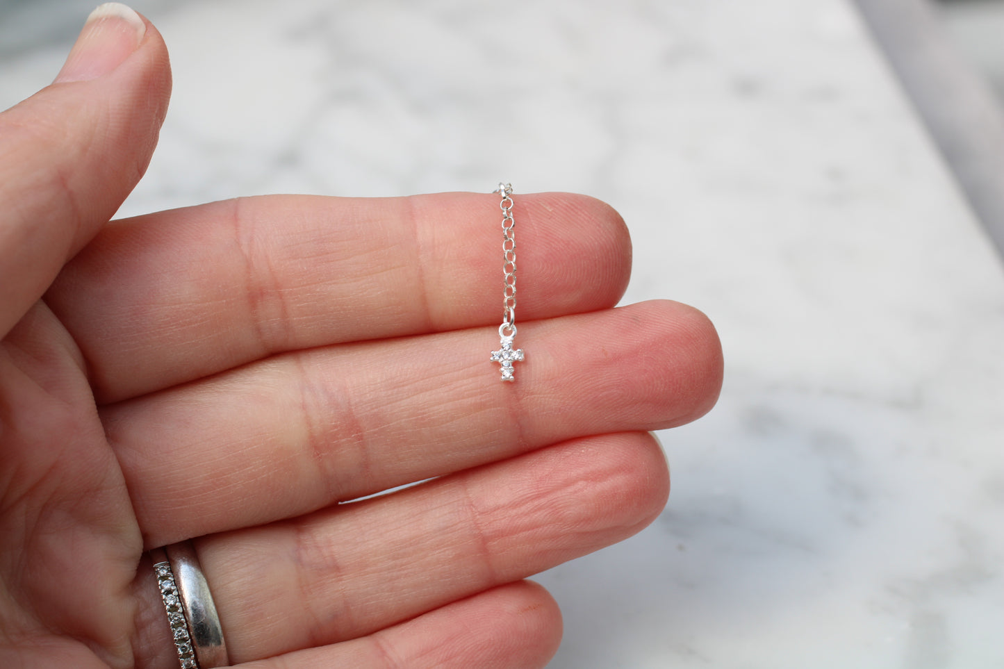 Sterling Silver Cross Earring Chain