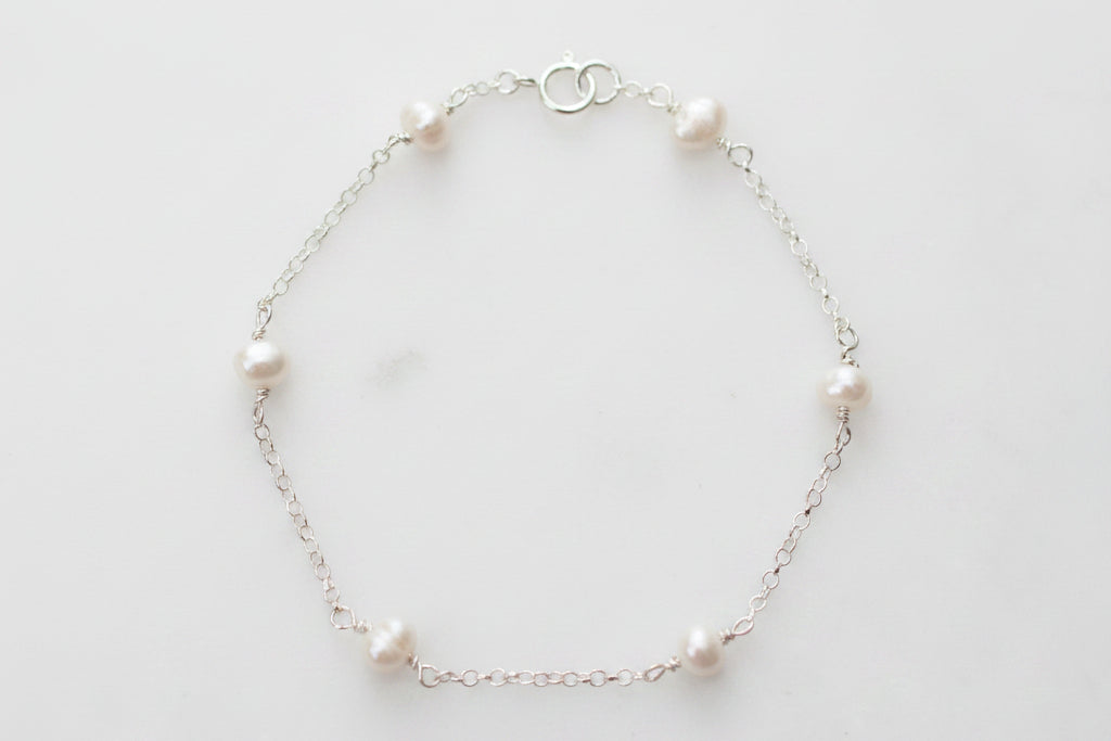 Pearl bracelet on a white background