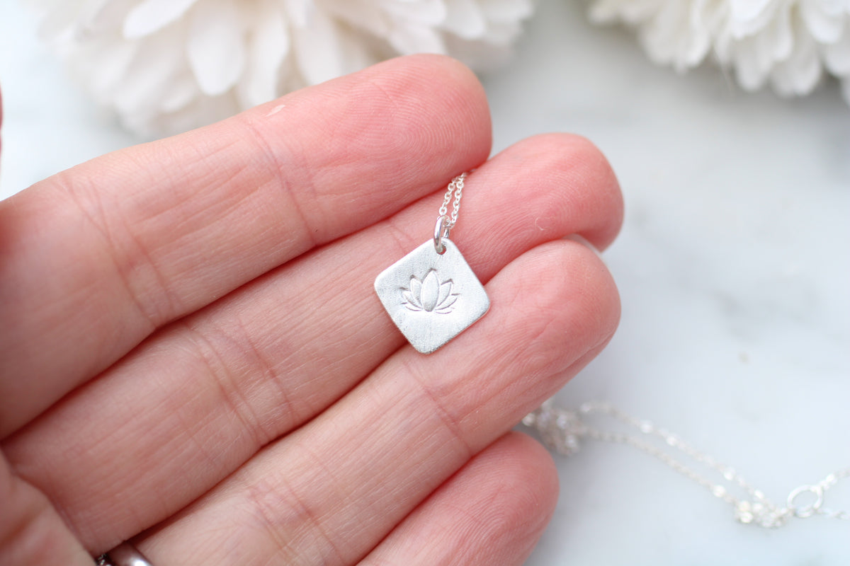 Lotus Pendant Necklace in Sterling Silver