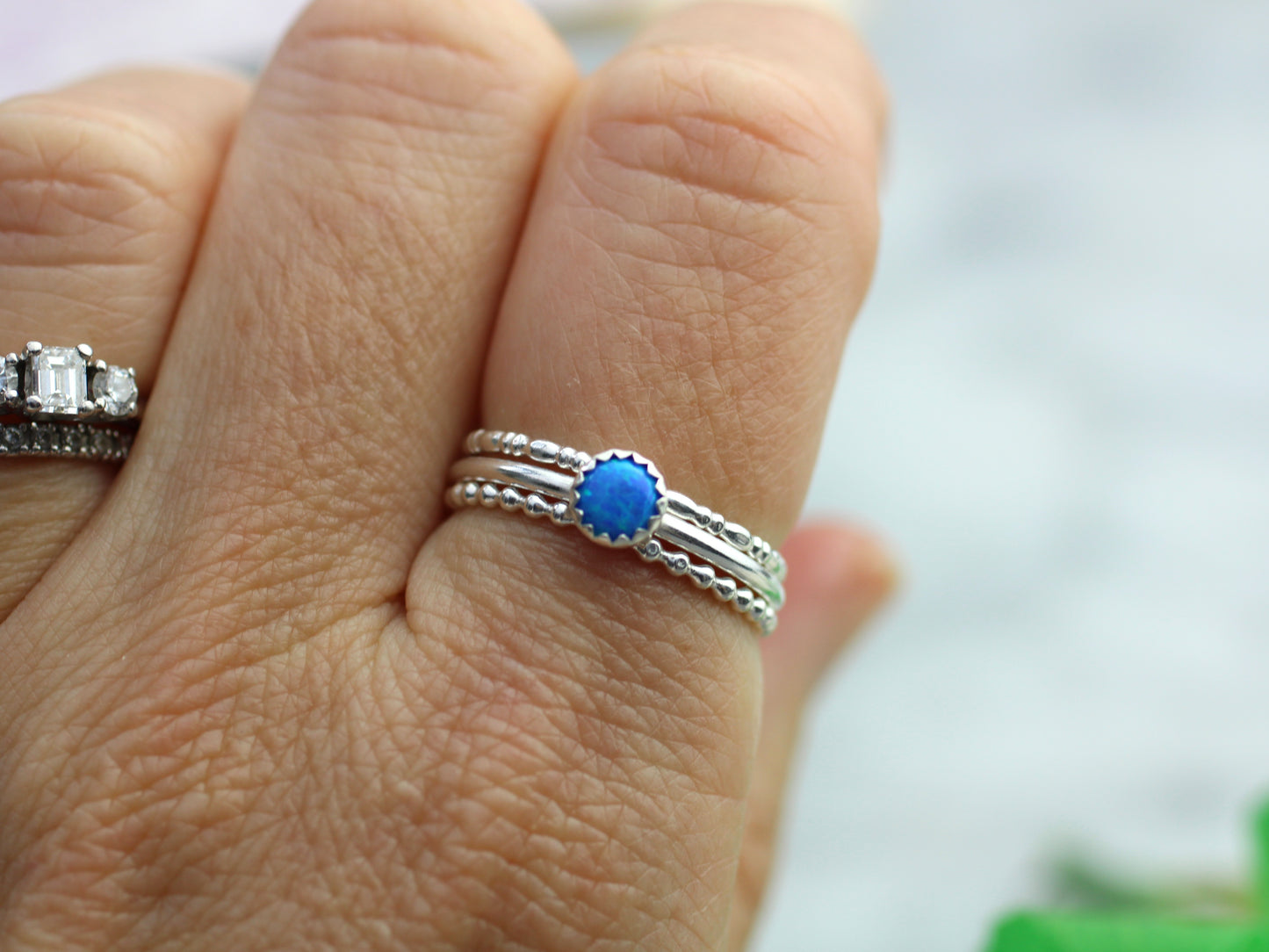 Opal stacking ring set. Handmade to order in 1 week.