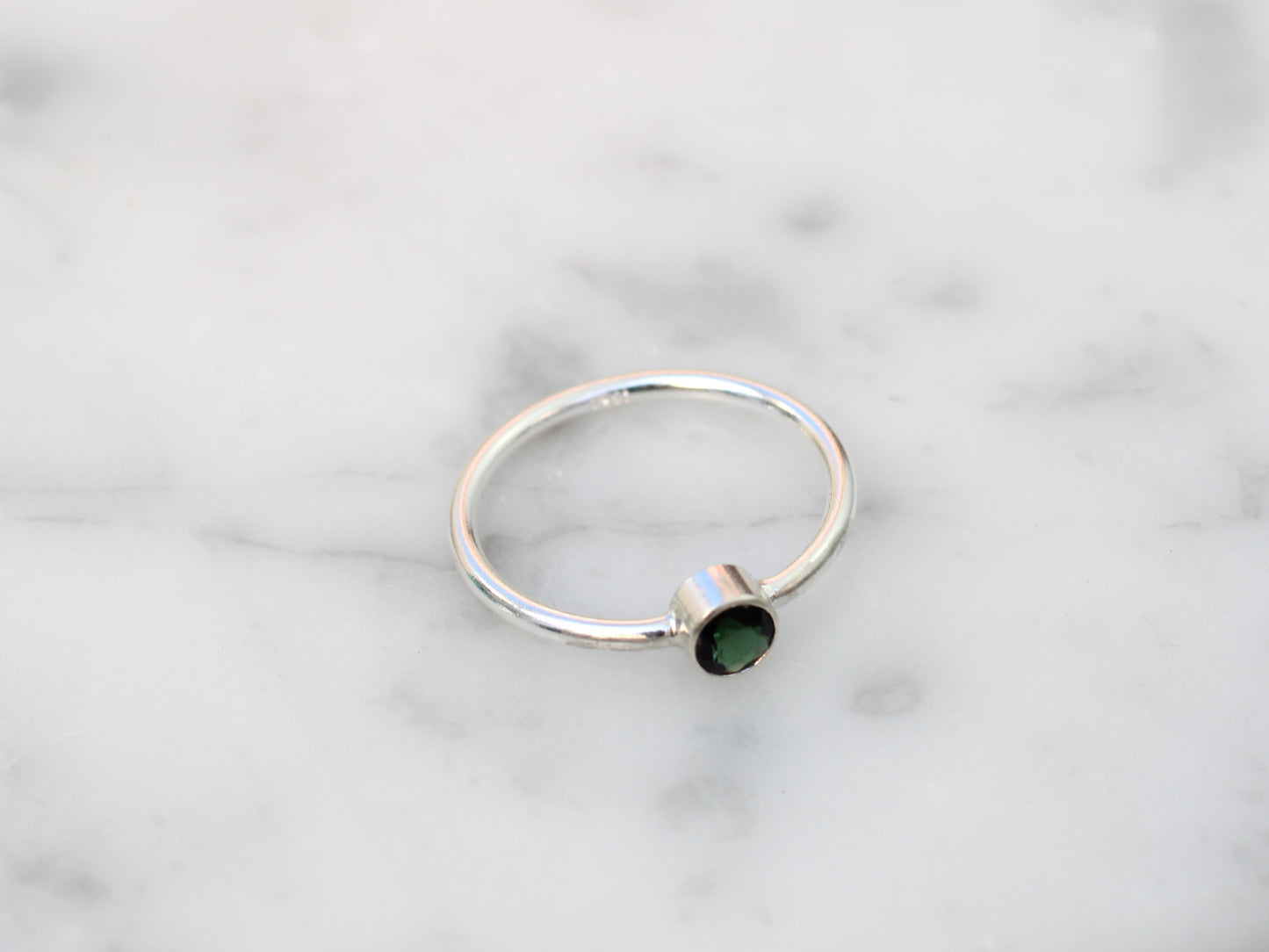 Green tourmaline ring. October birthstone.