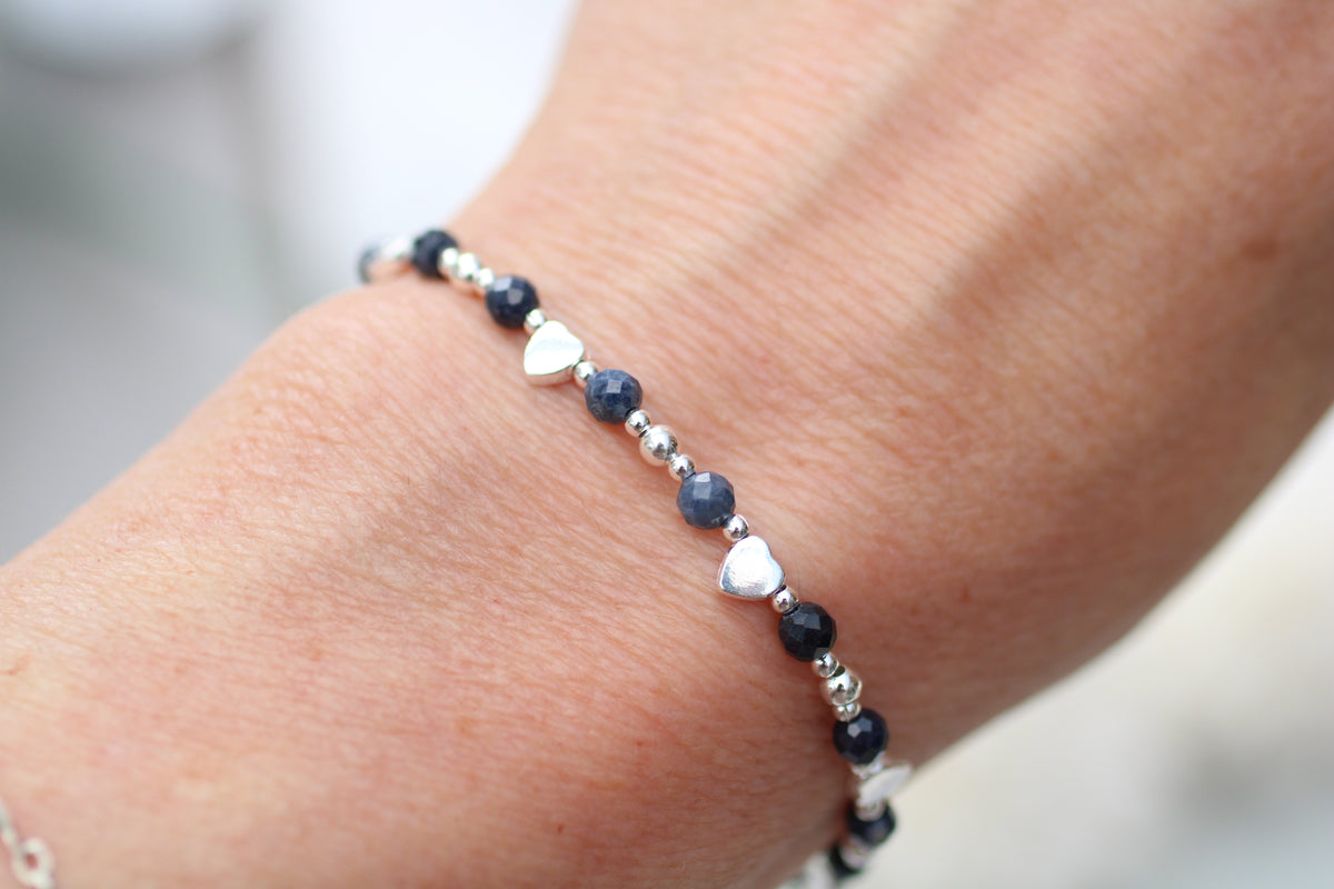 Sapphire Bracelet – Personalised Sterling Silver Heart Bracelet