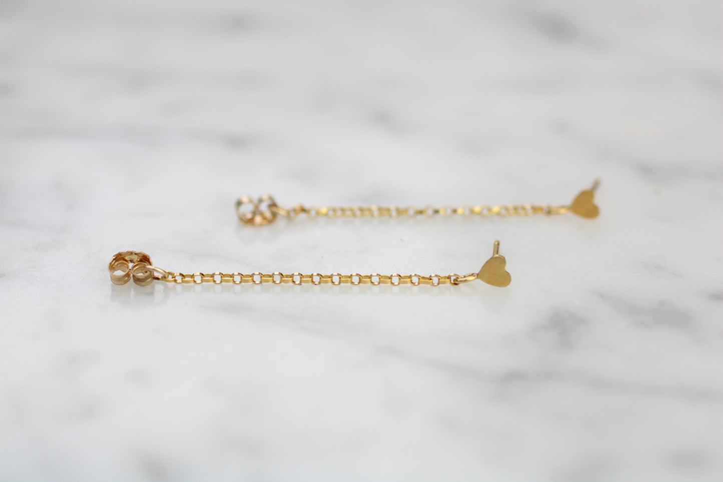 Gold filled Heart Ear Chain Earrings