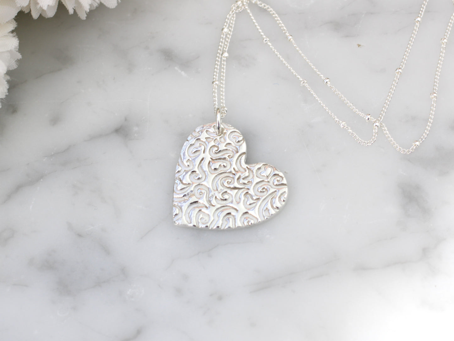 Pure silver heart pendant necklace for Granddaughter.