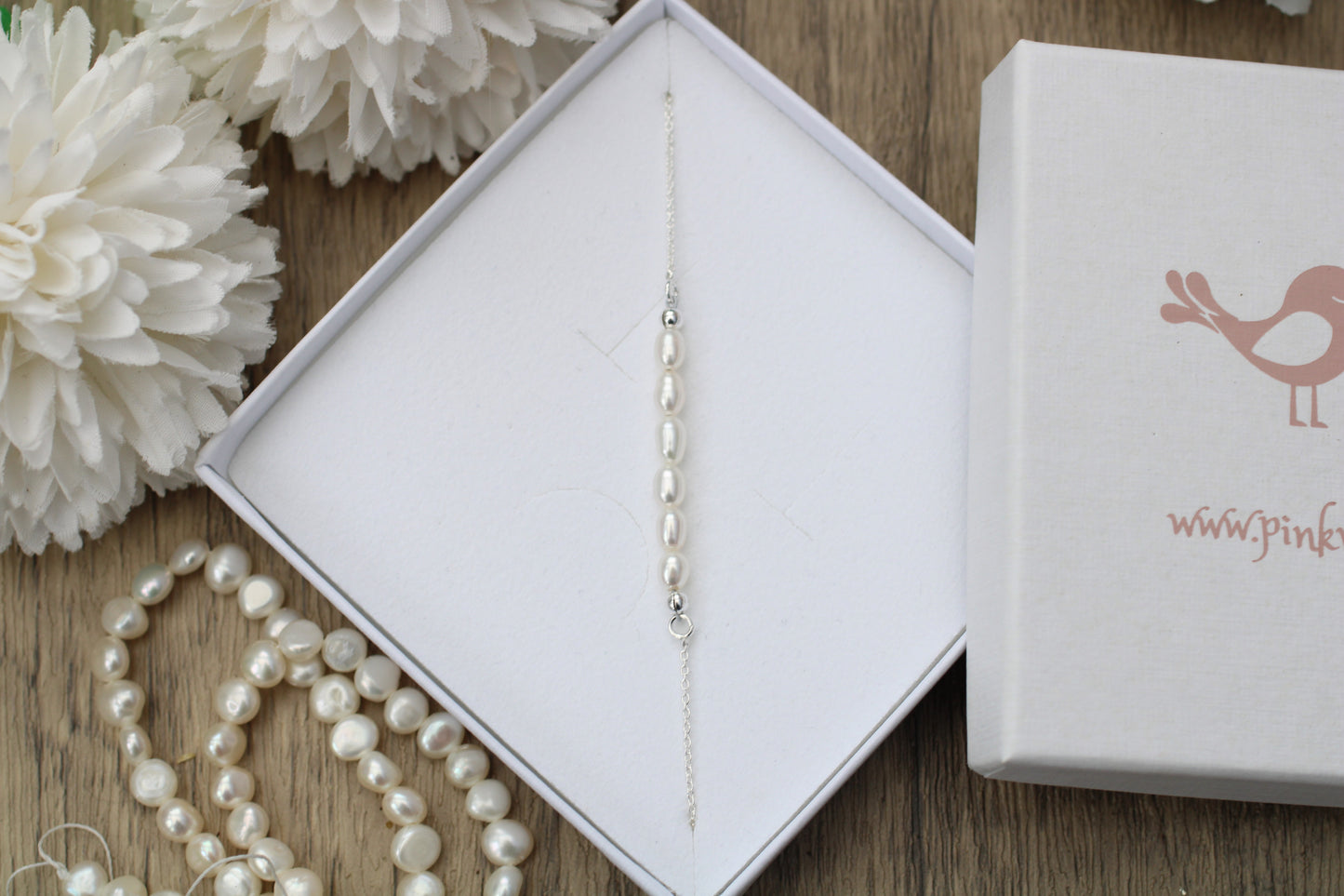 Pearl Bar Bracelet in Sterling Silver | 16th Birthday Gift