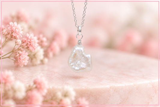 Keshi Pearl Drop Pendant Necklace in Sterling Silver